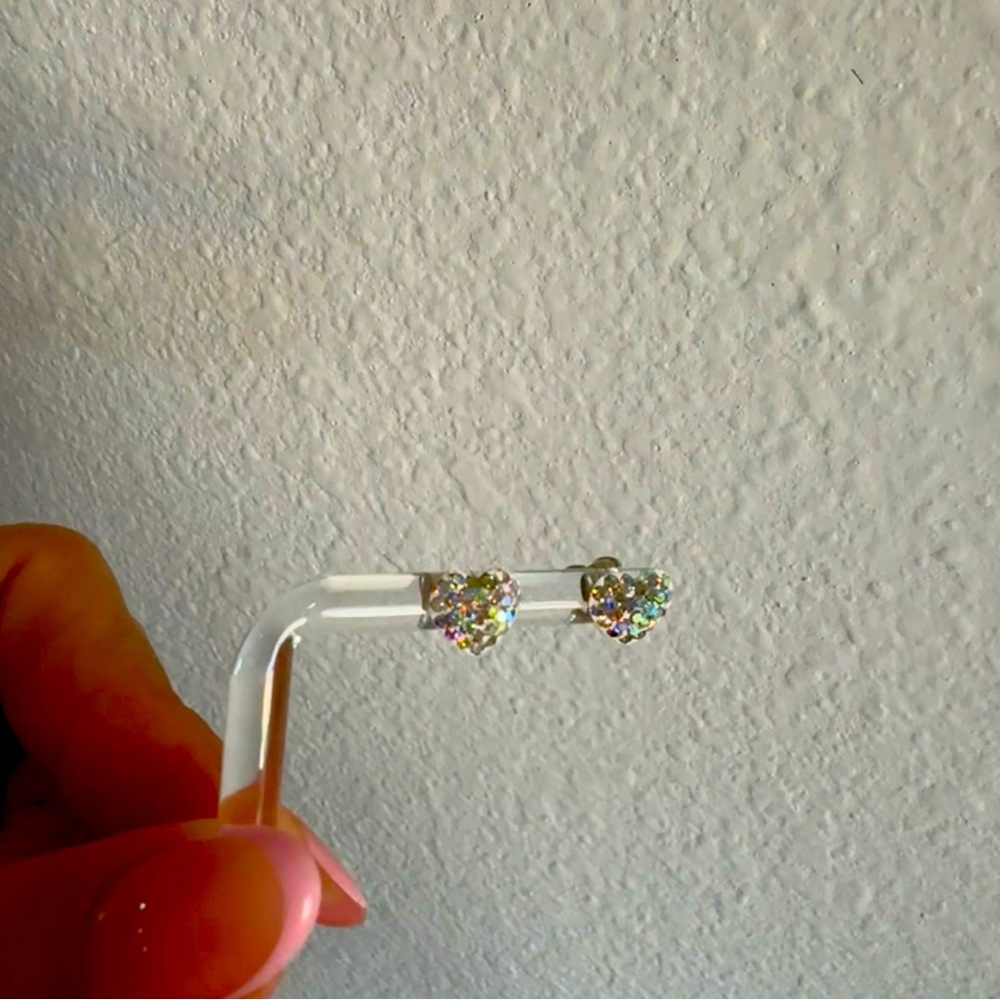 Heart Shaped Multicolor Stud Earrings silver .925